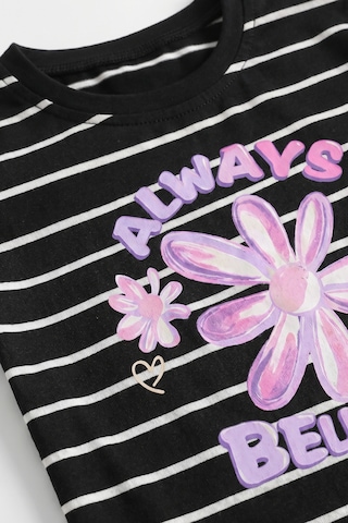 Joy Kids Kız Çocuk Kalp Desenli Çizgili Günlük Takım 3-10yaş Beyaz-siyah Siyah - Beyaz