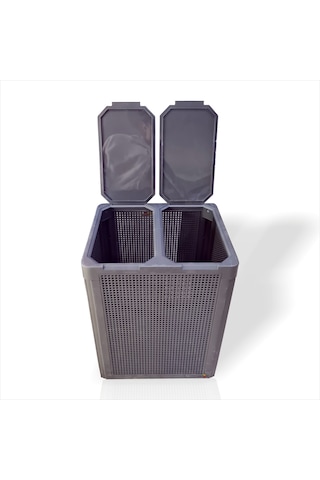 Renkli Beyaz Çift Bölmeli Kapaklı Delikli Hava Alan Demonte Kirli Gri