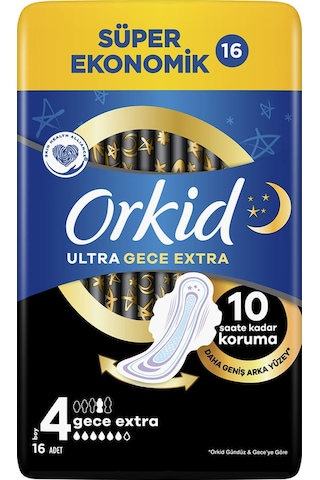 Orkid Ultra Gece Ekstra Hijyenik Ped 16 Adet