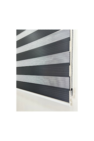 Binbirperde Siyah Pileli Zebra Stor Perde Ev/ofis Perdesi Aluminyum Sistem