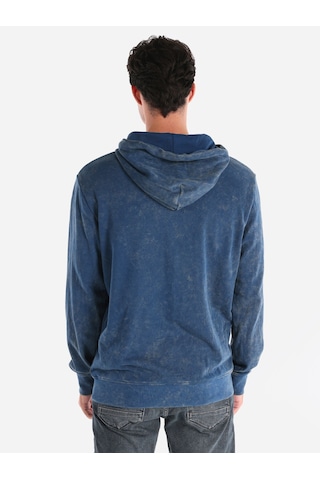 Colin's Colins Regular Fit Baskılı Kapüşonlu Mavi Erkek Sweatshirt Cl1065602 İndigo