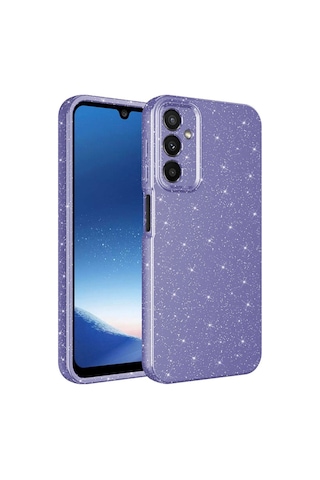 Galaxy A24 Kılıf Kamera Korumalı Simli Lüks Zore Koton Kapak Mor
