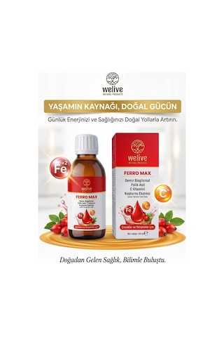 Ferro Max Demir Şurubu 150 Ml - Folik Asit, C Vitamini, Kuşburnu Ekstresi İçeren Takviye