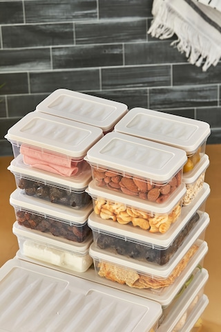 Multi Box 17 Parça 5 Farklı Boy Saklama Kabı Seti - Dondurucu & Mikrodalga Uyumlu Krem