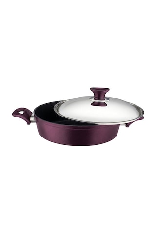 28 Cm Granit Karnıyarık & Pilav Tenceresi Çelik Kapak - Mürdüm Mürdüm