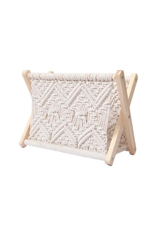 Nordic Pamuk Dokuma Depolama Sepeti Boho Makrome Magazin Raf Masaüstü Kitap Raf Dekoratif Raflar