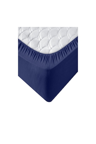 Penye Lastikli Çarşaf, Çift Kişilik ,koyu Mavi, %100 Pamuk Örme Kumaş, 130 Gr/m² Koyu Mavi