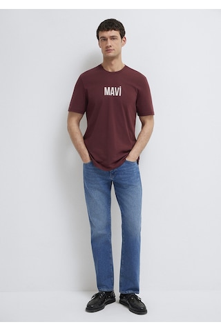 Mavi - Mavi Logo Baskılı Bordo Tişört 0613186-70396 Bordo