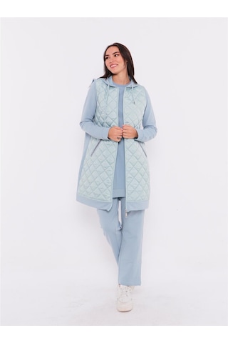 Bwest Minimal Kapitoneli Yelekli Spor Üçlü Takım - 70060 - Buz Mavisi-47 Buz Mavi