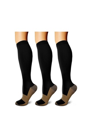 Ranyeek Bakır Kompresyon Çorapları 3 Adet 15-20 Mmhg: Spor, Yürüyüş, Uzun Ayakta Çalışma İçin Kan Akışını Artırır, Yorgunluğu Azaltır - Unisex Çok Renkli