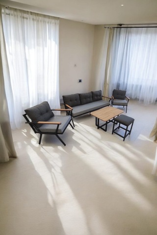 Pilocca Bahçe Ve Balkon Mobilyası Gri Antrasit 3+1+1 Sehpalı Puf Antrasit Gri