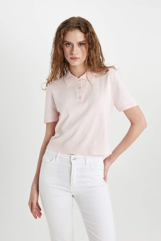 Defacto Regular Fit Polo Yaka Kısa Kollu Triko Tişört C4534AX24SMPN190 Pembe