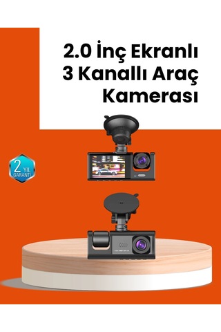 Full Hd Araç Kamerası Çift Yönlü Kayıt Ve Darbe Sensörü 26374389