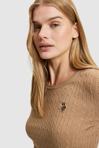 U.S. Polo Assn. Kadın Camel Bisiklet Yaka Basic Kazak 50331602-vr015