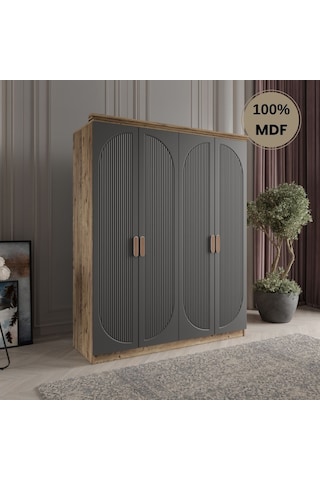 Soho 4 Kapak Mdf Gardırop Antrasit