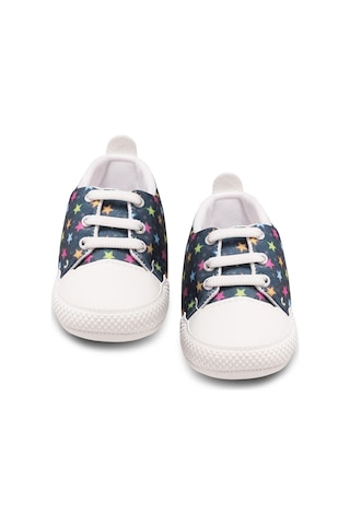 Baby Shez Yıldız Desenli Convers Bebek Patik Ayakkabı Krem