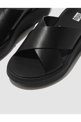 Fitflop F-mode Fw5 Hakiki Deri Siyah Kadın Çapraz Bantlı Terlik Siyah