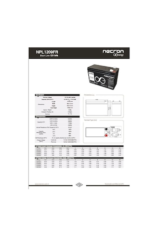 Necron 12 V 9 Ah UPS Kuru Tip Bakımsız Aküsü