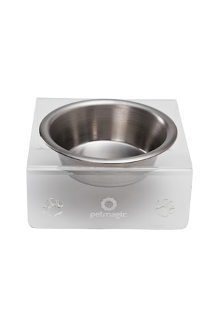 Petmagic Akrilik Çelik Kase Tekli Evcil Hayvan Kedi Ve Mini Irk Köpek Mama Kabı-şeffaf