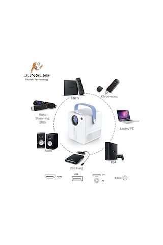 Android 4k Ultra Hd Wifi Projeksiyon Cihazı Usb Hdmi Tf Card Girişli Dahili Hoparlör Ekran Yansıtma