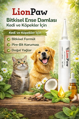2'li Set Kedi Köpek Parazit Tüm Kediler İçin Bitkisel 1 Ense Damla Ve 1 Tablet Paketi