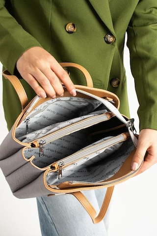 Kadın Orijinal Just Polo 5 Bölmeli Şık El & Omuz Çantası Ve Cüzdanı Shoulder Bag 26 X 24 Gri