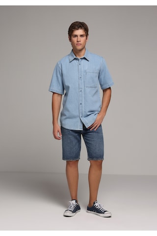 Colin's Colins Regular Fit Klasik Yaka Düz Erkek Light İndigo Denim Kısa Kol Gömlek Cl1081129 Q1.v1 Dn45009 Mavi