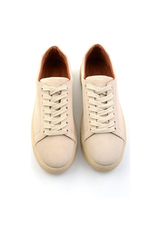 Bambi Bej Hakiki Deri Erkek Sneaker E01396009902