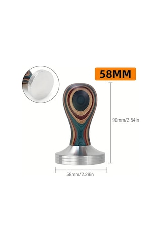 Xuweiwei Alıkısscafe Premium 58mm Kahve Dübeli Paslanmaz Çelik Çıkarılabilir Taban Ahşap Sap Espresso Demleme Aracı Ahşap