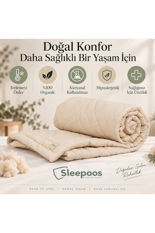 Sleepoos El Yapımı %100 Organik Yün Yorgan 215 x 235