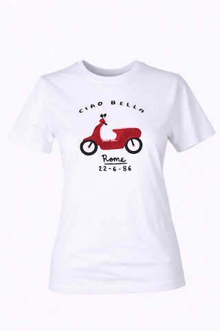 Trender 26ydt1000012 Beyaz Kadın T-shirt Cıao Bella O Yaka Beyaz