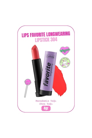 Callista Lips Favorite Longwearing Lipstick Kalıcı Ruj 304 Tangerino