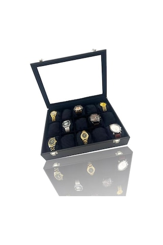 Richbo x 15'li Saat Kutusu Siyah/alcantara Süet