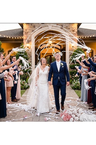 10 Adet Beyaz Düğün Konfeti - Gelin Damat Çıkışı, Nikah Ve Düğün Törenleri, Organizasyon İçin Kağıt Konfeti Süsü