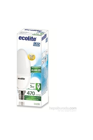 Ecolite 10'Lu Paket E14 Led Buji Ampul 5W G.Işığı Sarı Işık