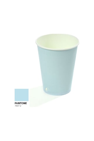 14 Oz Single Wall Baskılı Karton Bardak Açık Mavi 50 Adet 50