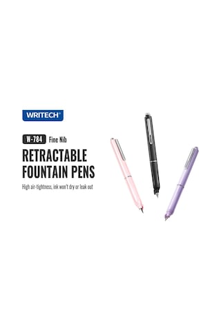 Wrıtech W-784 Basmalı Dolma Kalem Mavi Gövde - Blister Ahşap