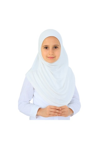 Modish Group Kız Çocuk Hazır Başörtüsü Pratik Penye Şal Tesettür Giyim Beyaz