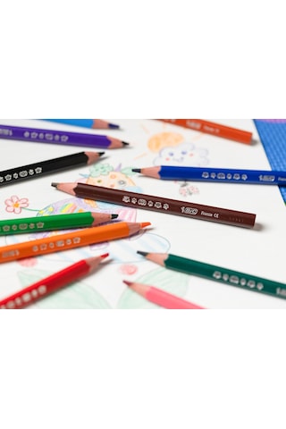 Bic Evolution Üçgen Jumbo Boya Kalemi 12+1 Metal Tüp 958192