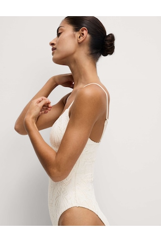 Marks & Spencer Jakarlı Plunge V‑Yaka Mayo T52001097S Krem