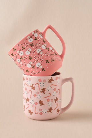 Karaca New Year Yılbaşı Gingerbread Soft Touch 2 Kişilik Kupa Seti 470 Ml Pembe