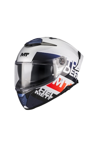 Mt Helmets Thunder 4 Sv Waves A17 Kapalı Kask Beyaz - Mavi - Kırmızı