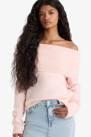 Defacto Regular Fit Omuzu Açık Kazak F3029ax25wnpn41 Pembe