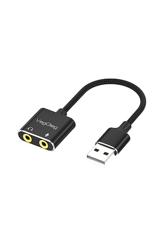 Usb Ses Kartı 3.5mm Kulaklık Ve Mikrofon Girişli Siyah