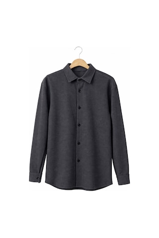 Ahengim Erkek Çocuk Modern Kesim Beyaz Polyester Basic Gömlek Ak8789 Siyah