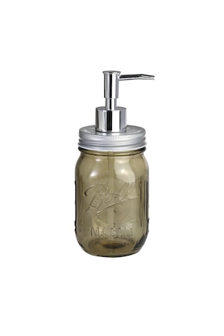 Cam Sıvı Sabunluk,çiçek Desenli Kahverengi 8x8x10cm 420ml