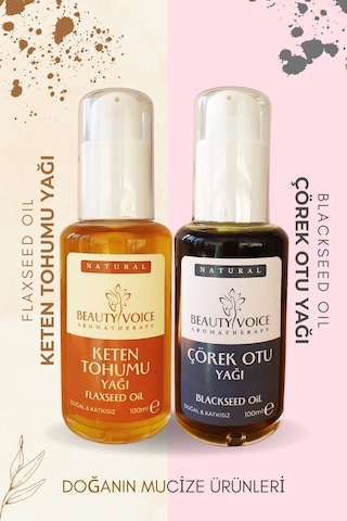Beauty Voice Katkısız Çörek Otu + Keten Tohumu Yağı 2'li
