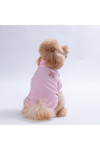 Pembe Teddywood Ayıcık Nakışlı Esnek Sıcak Tutan Köpek Sweati Köpek Kıyafeti Kedi Kıyafeti