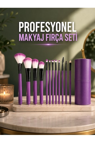 12 Parça Profesyonel Makyaj Fırça Seti - Lisinya 99540354