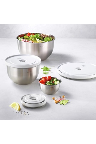 Zwıllıng Fresh & Save Bowls Vakumlu Saklama Kabı, S, 12 Santimetr Metalik Gri